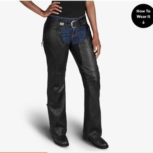 Harley Davidson Black Leather Chaps with Zipper Detail XS